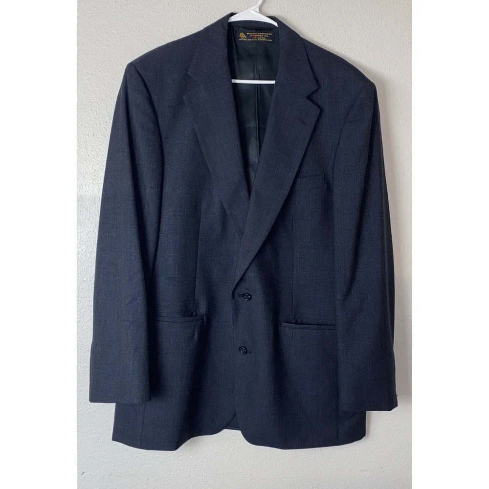 Vtg‎ Brooks Brothers Men's 44L Black 100% Pure Wool Blazer Union Made Business